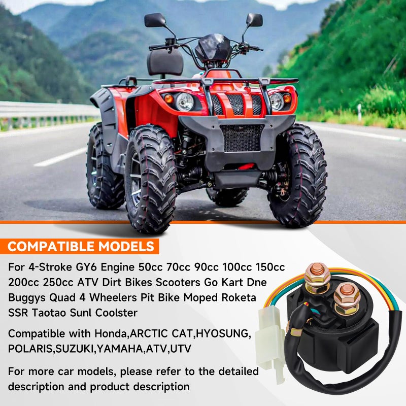 AHL Starter Solenoid Relay for 4-Stroke GY6 Engine 50cc 70cc 90cc 100cc 150cc 200cc 250cc ATV Dirt Bikes Scooters Go Kart Dne Buggys Quad 4 Wheelers Pit Bike Moped Roketa SSR Taotao Sunl Coolster - Image 5